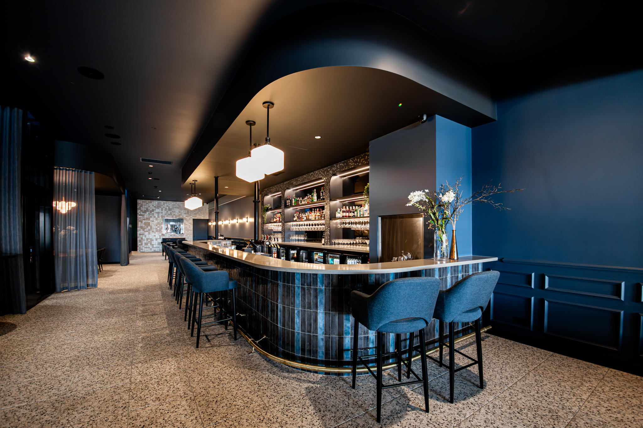 Dux Albury, showcasing the seating at the bar